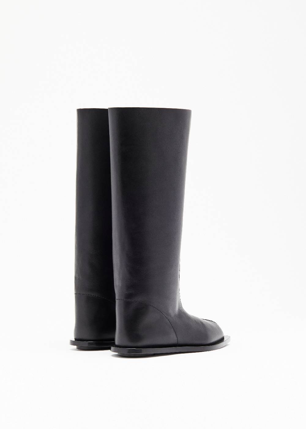 Plan C BLACK LEATHER HIGH BOOTS Qualità Garantita