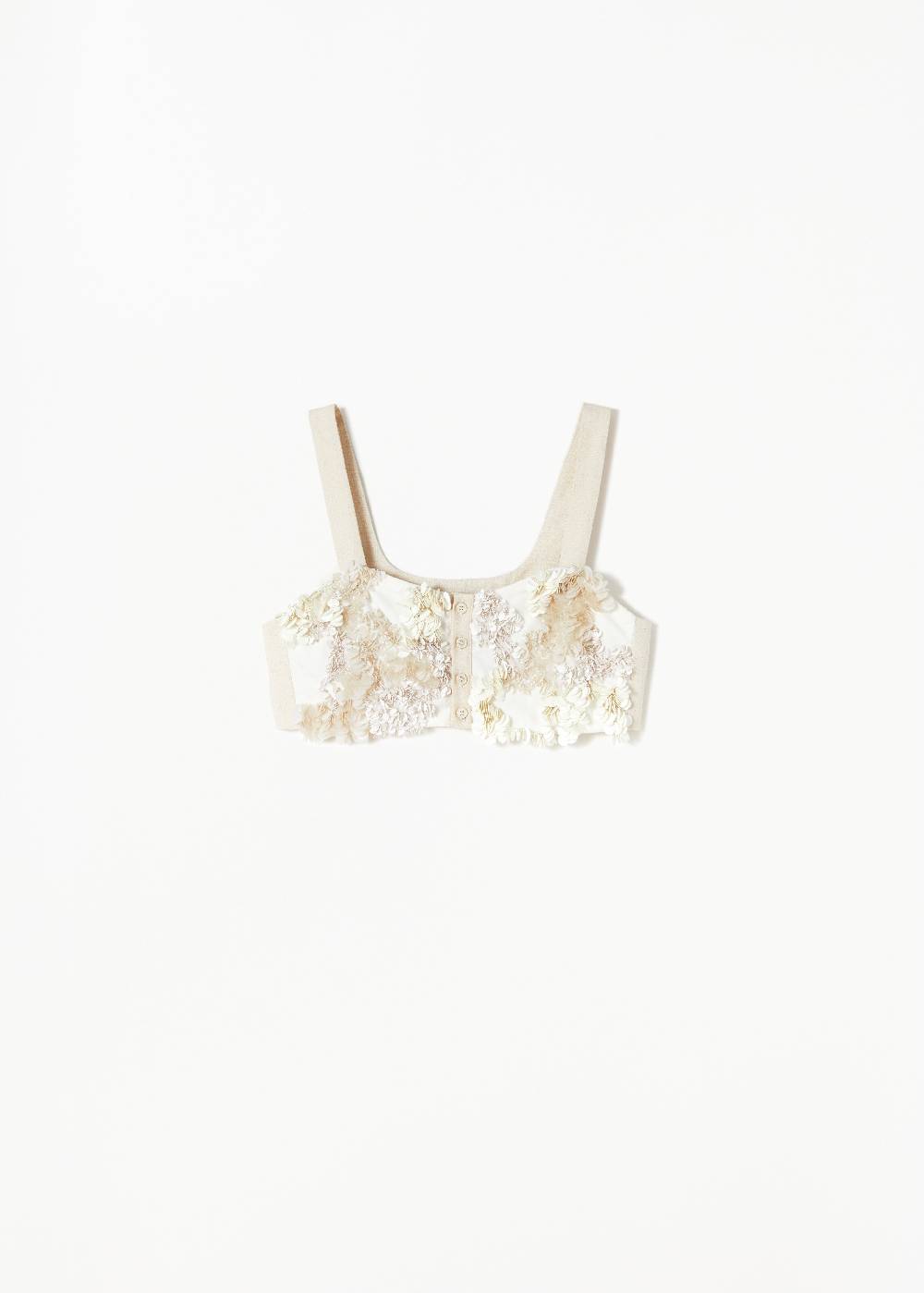 Plan C TOP A BUSTINO CON PAILLETTES COLOR CREMA Acquista Ora