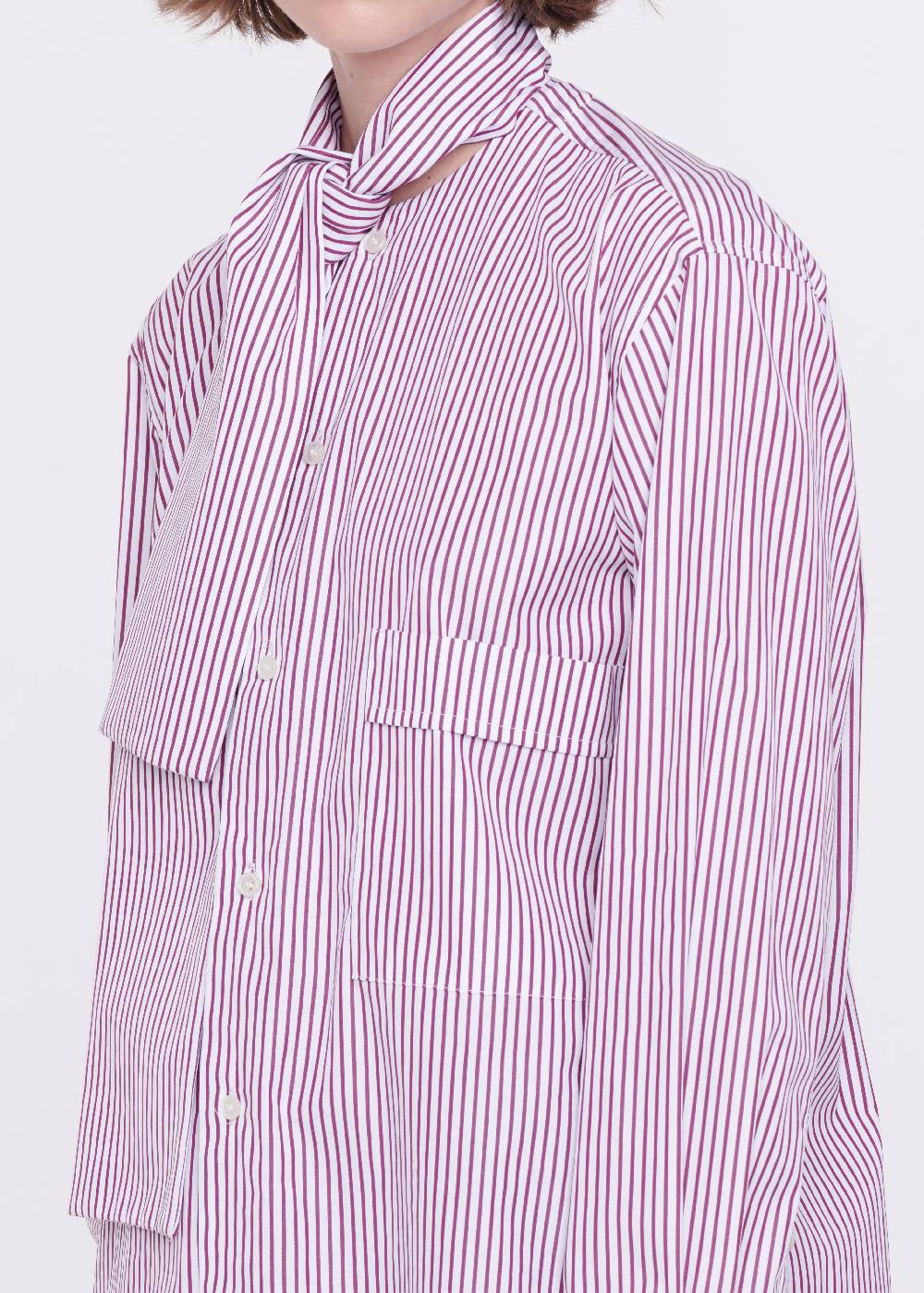 Plan C CAMICIA DI COTONE A RIGHE CON FOULARD Consegna Veloce