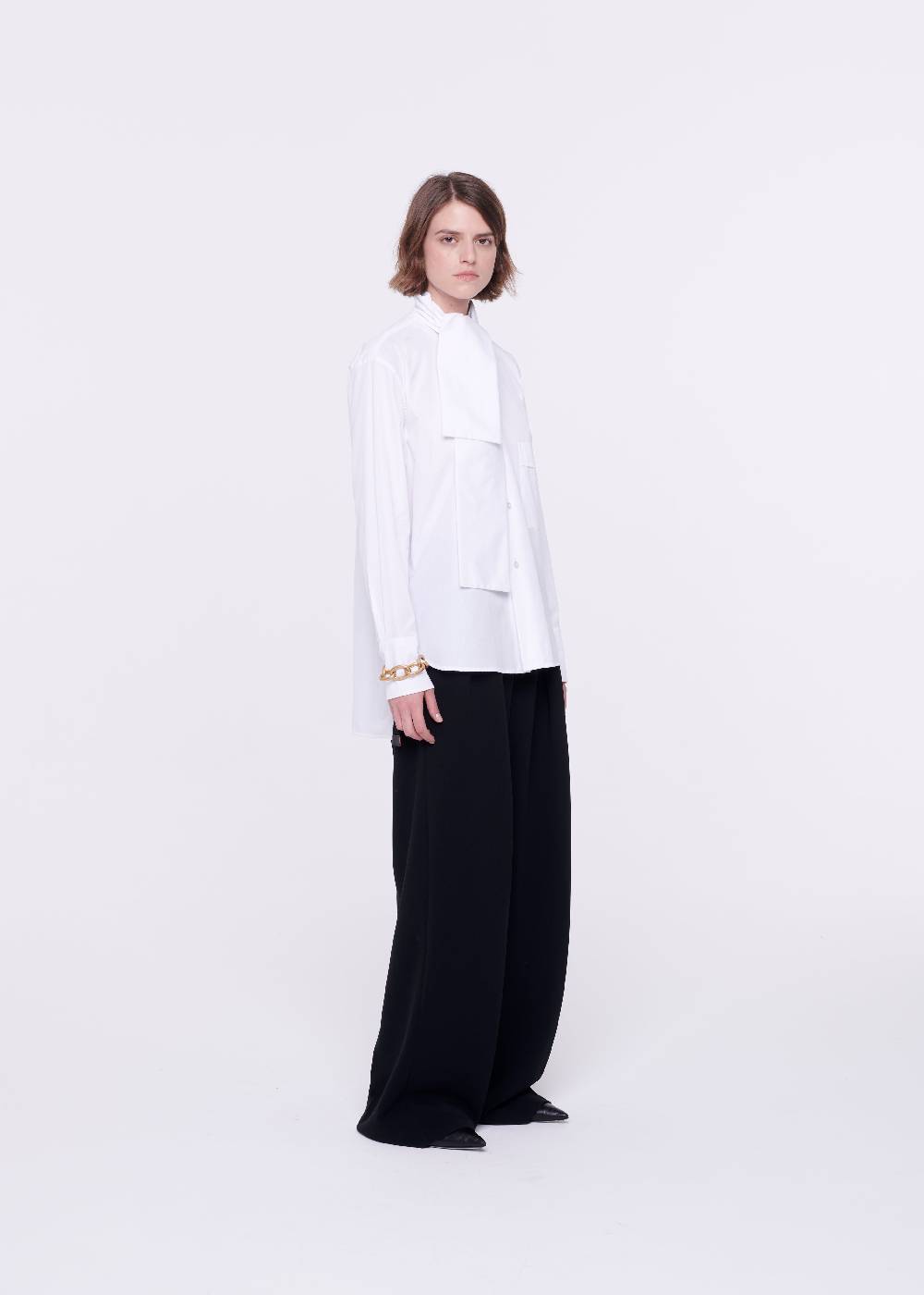 Plan C CAMICIA BIANCA DI COTONE CON FOULARD Promozione Limitata