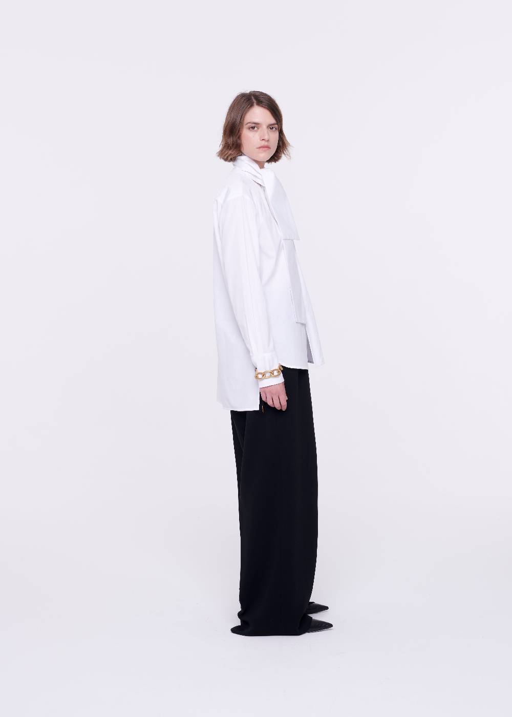Plan C CAMICIA BIANCA DI COTONE CON FOULARD Promozione Limitata