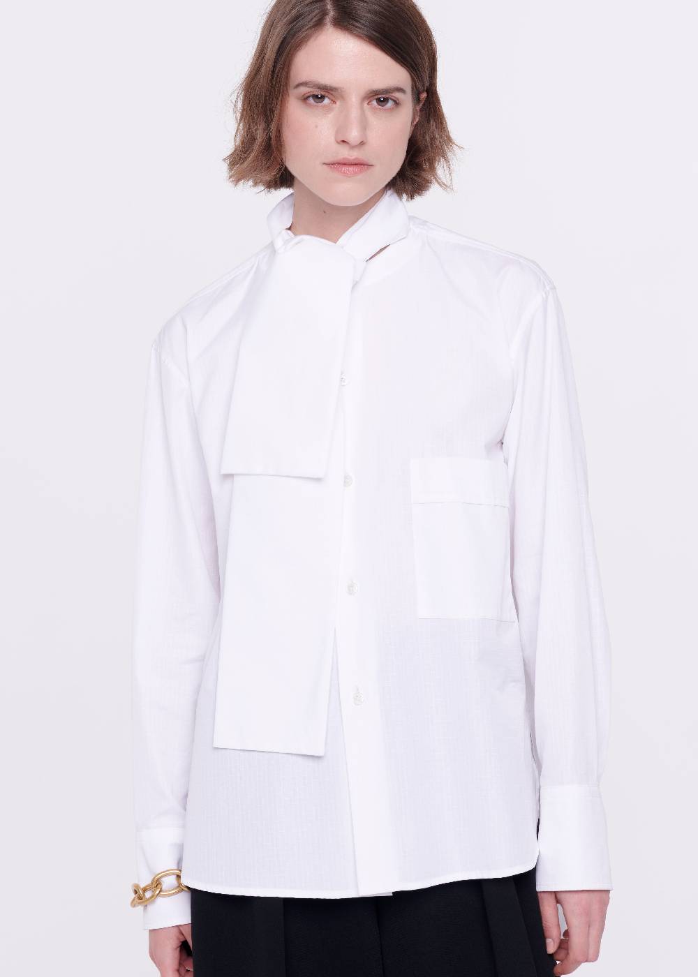 Plan C CAMICIA BIANCA DI COTONE CON FOULARD Promozione Limitata