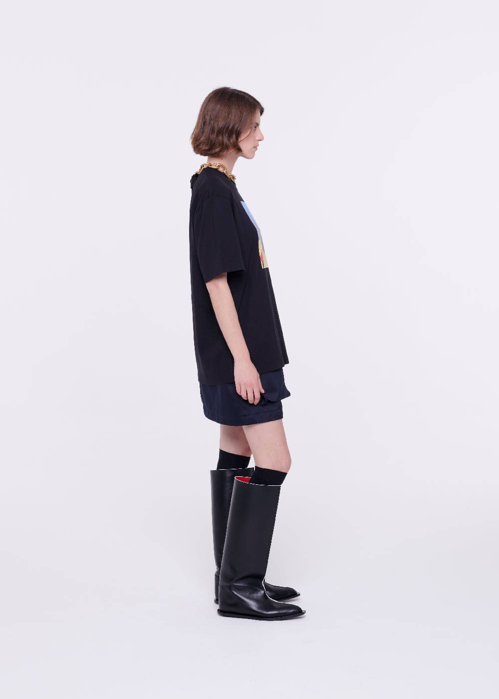 Plan C T-SHIRT NERA IN COTONE CON STAMPA Convenienza