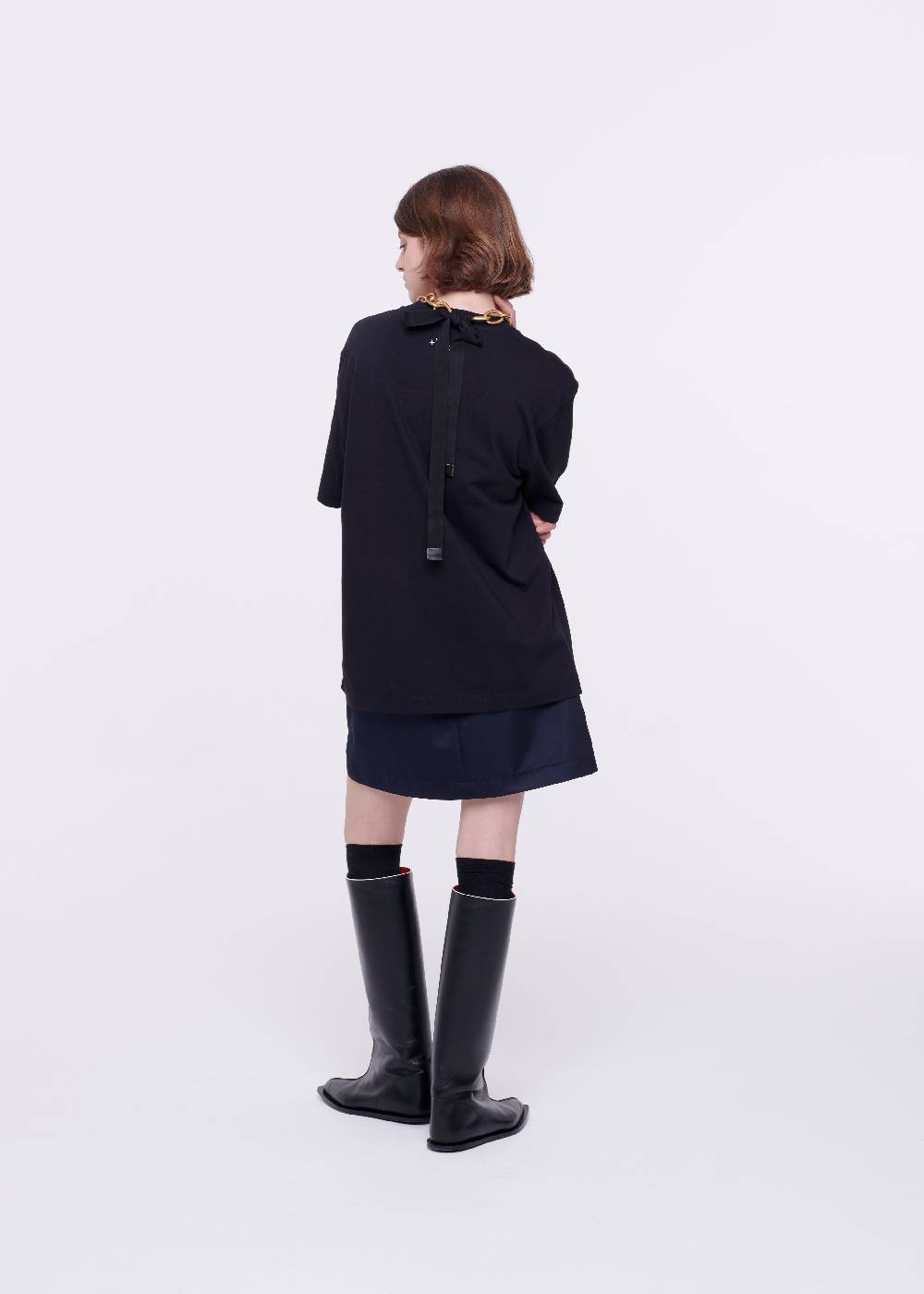 Plan C T-SHIRT NERA IN COTONE CON STAMPA Convenienza