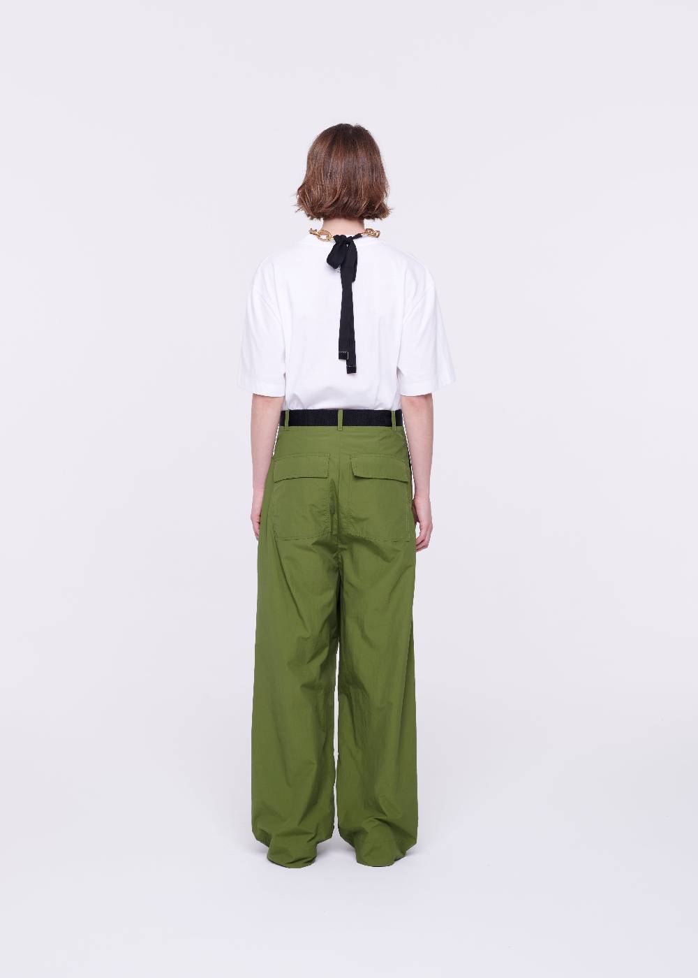 Plan C PANTALONI CARGO VERDE MILITARE CON CINTURA Presa