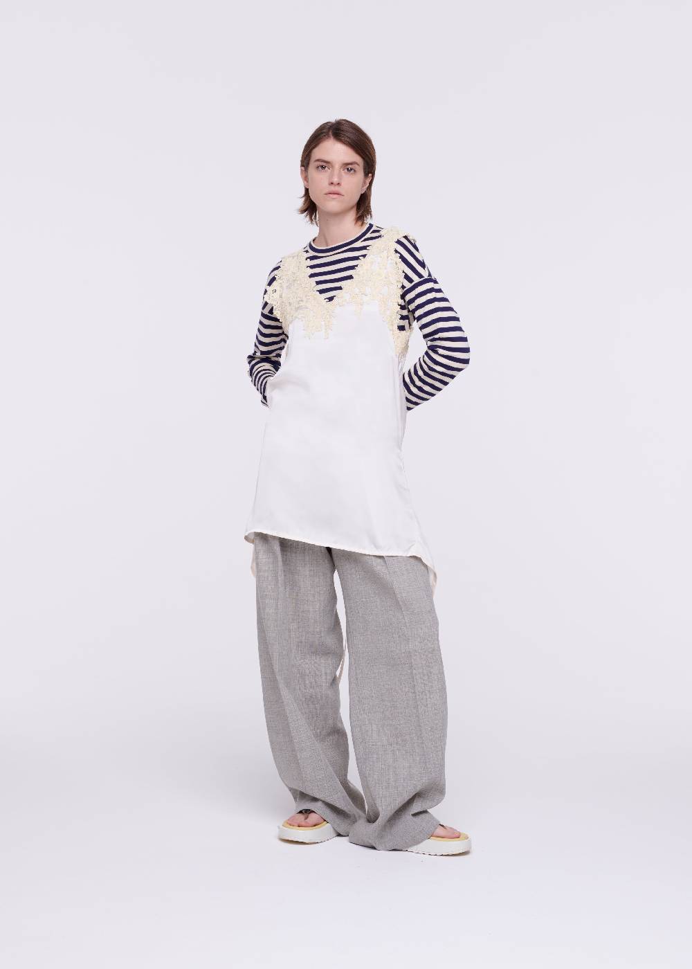 Plan C TOP IN RASO CON PIZZO Sconto