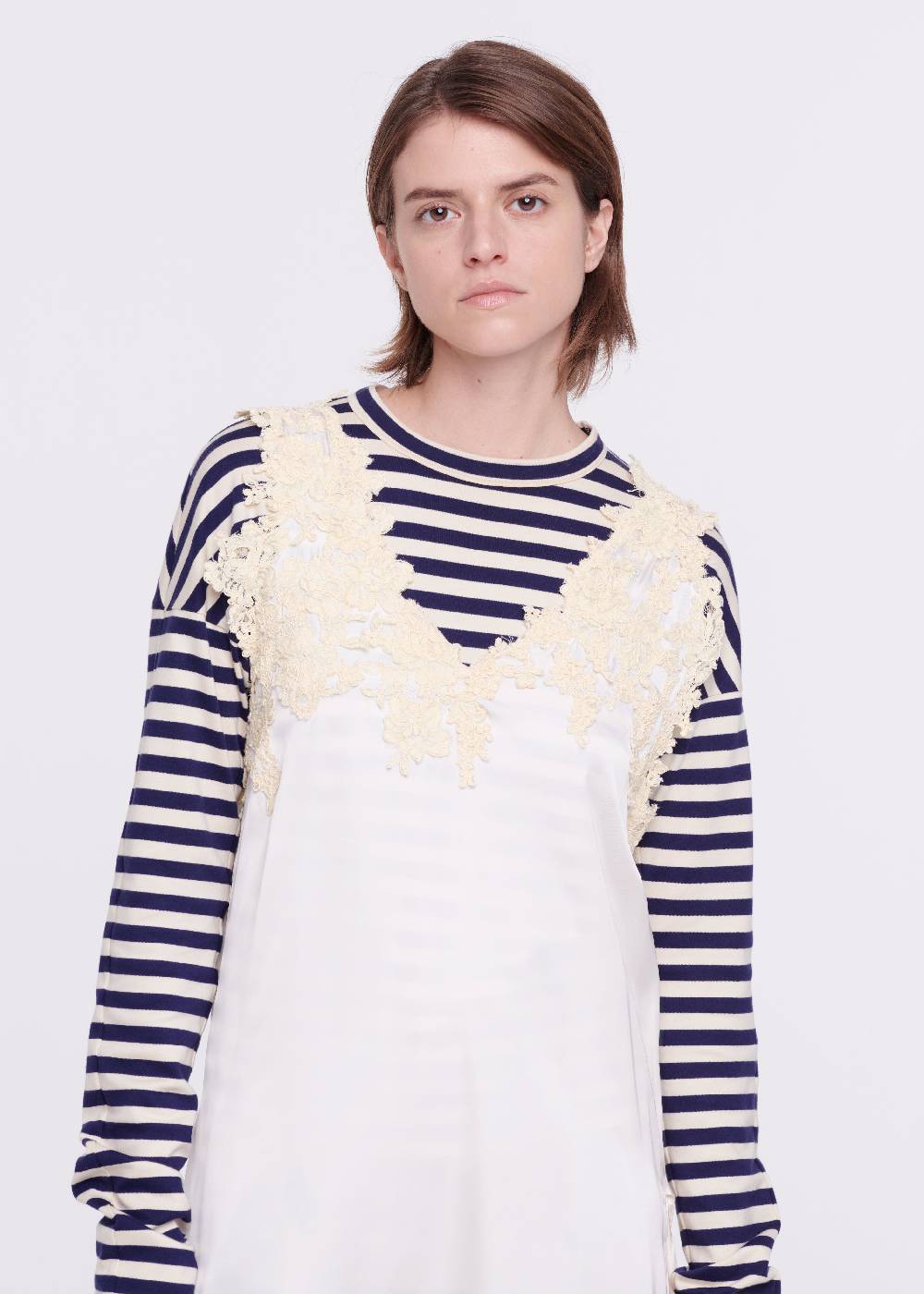 Plan C TOP IN RASO CON PIZZO Sconto
