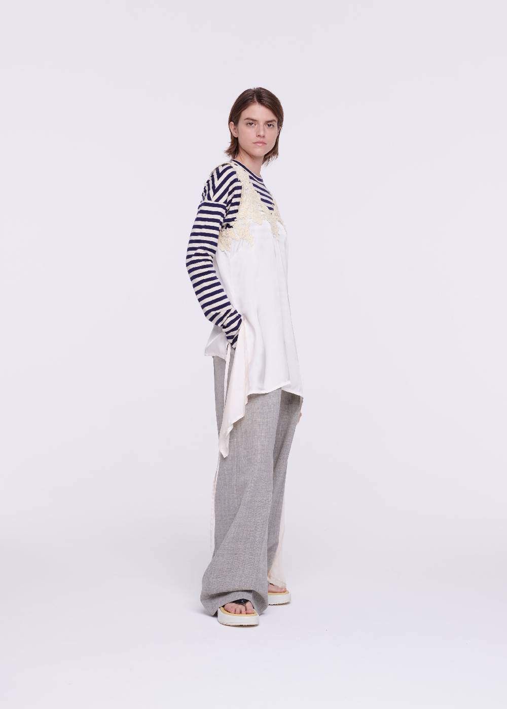 Plan C TOP IN RASO CON PIZZO Sconto