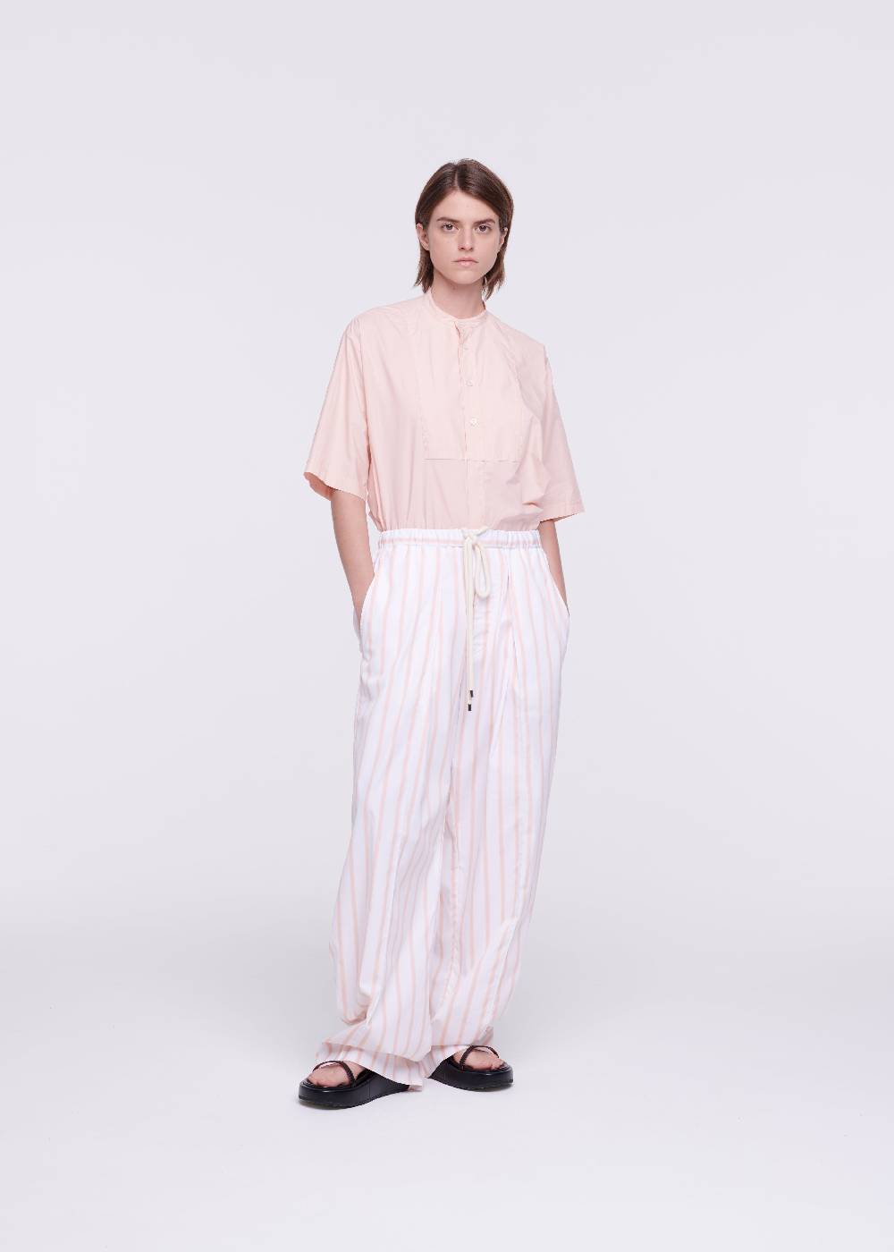 Plan C PANTALONI A RIGHE ROSA CON COULISSE In Vendita