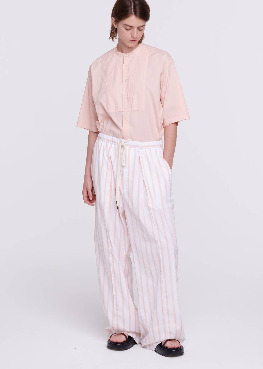 Plan C PANTALONI A RIGHE ROSA CON COULISSE In Vendita