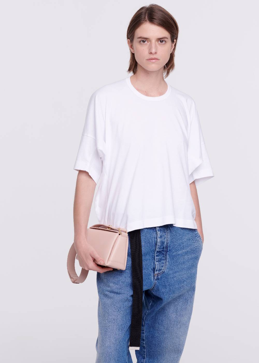 Plan C T-SHIRT BIANCA DRAPPEGGIATA IN COTONE Vendita Calda