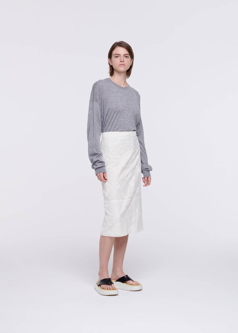 Plan C GONNA MIDI CON RICAMI FLOREALI Saldi Di Fabbrica