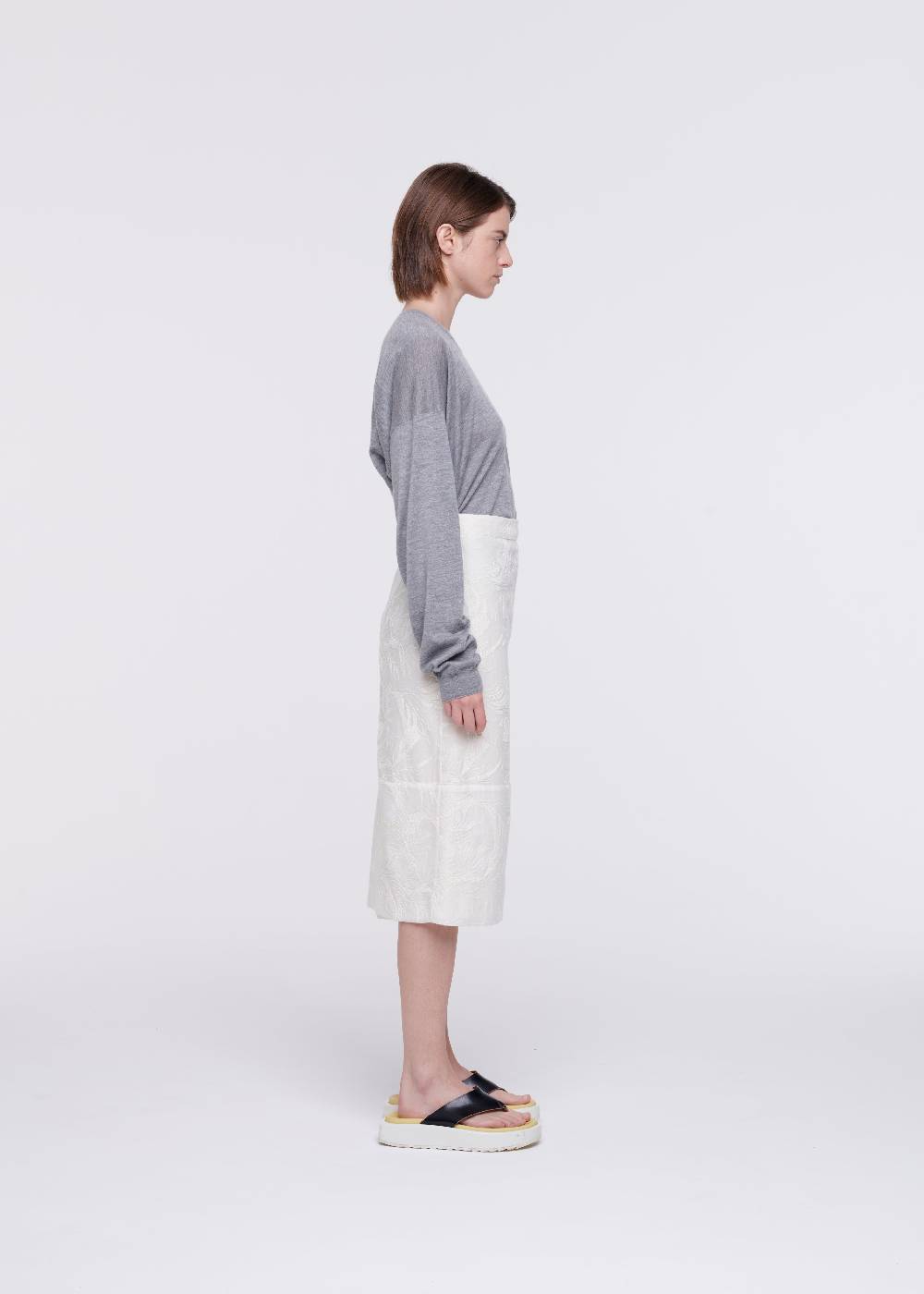 Plan C GONNA MIDI CON RICAMI FLOREALI Saldi Di Fabbrica