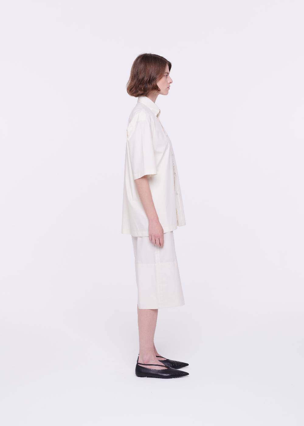 Plan C CAMICIA IN COTONE TECNICO CON RICAMO IN PAILLETTES Nuova