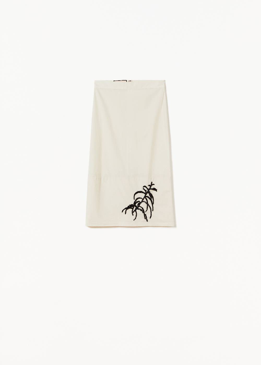 Plan C GONNA MIDI IN COTONE TECNICO CON RICAMO IN PAILLETTES Moda