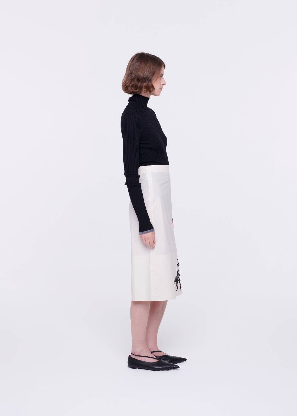 Plan C GONNA MIDI IN COTONE TECNICO CON RICAMO IN PAILLETTES Moda