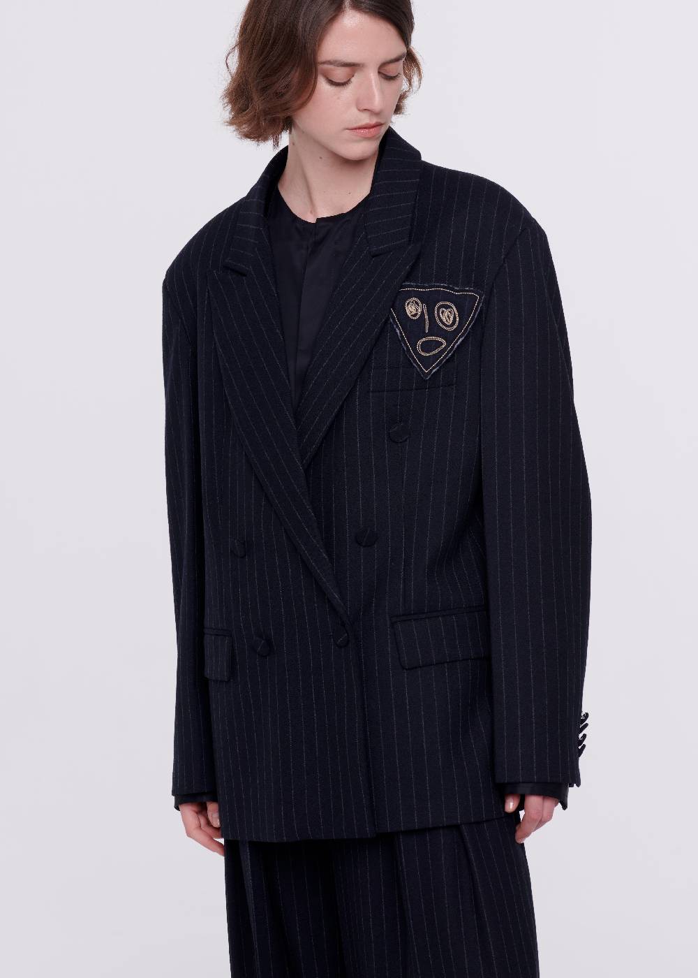 Plan C BLAZER DOPPIOPETTO GESSATO DI LANA Italy