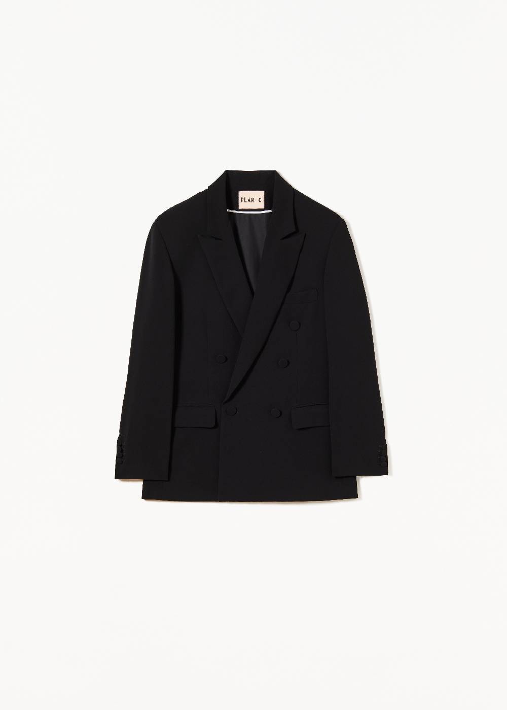 Plan C BLAZER DOPPIOPETTO IN CADY NERO In Linea