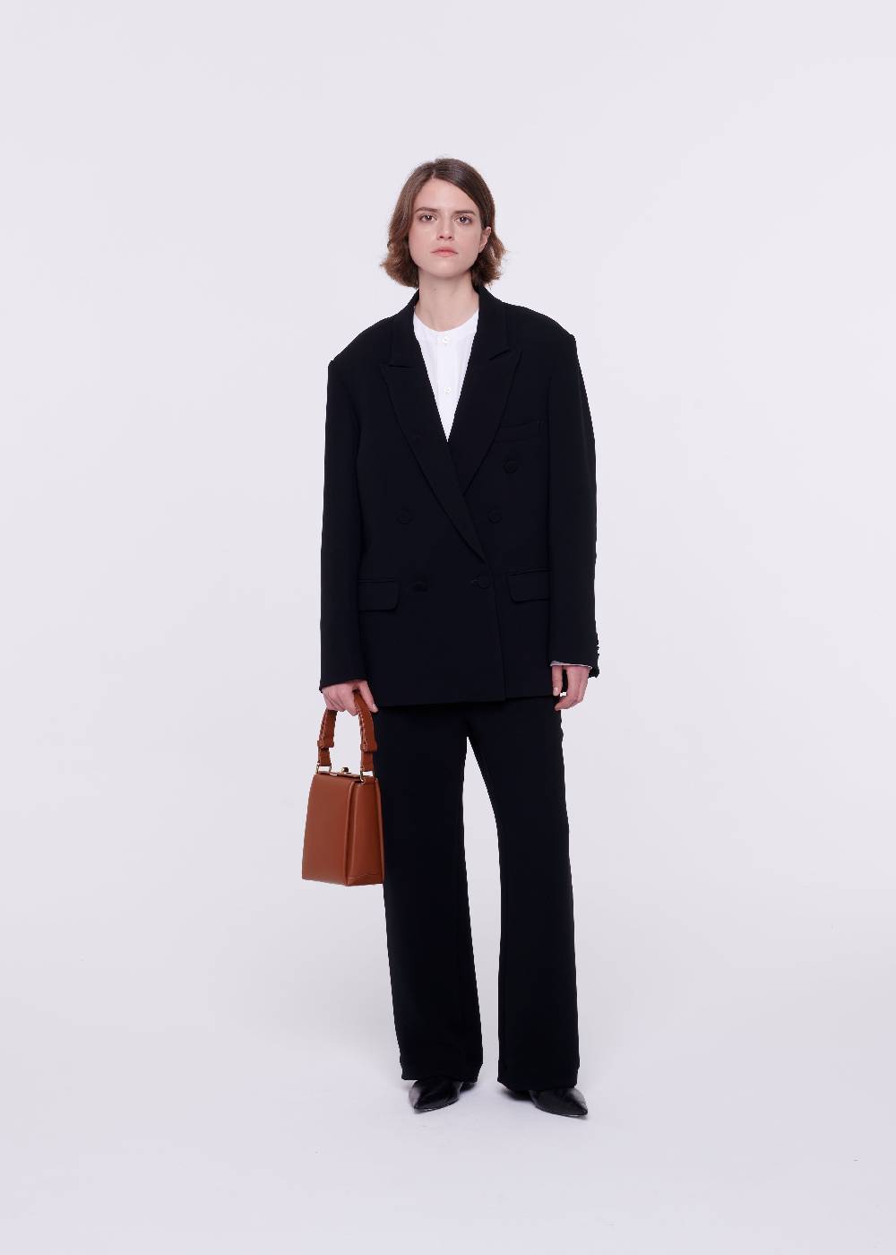 Plan C BLAZER DOPPIOPETTO IN CADY NERO In Linea