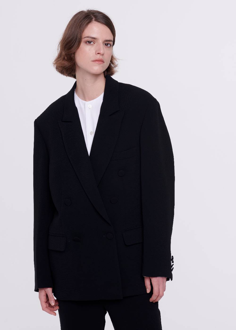 Plan C BLAZER DOPPIOPETTO IN CADY NERO In Linea