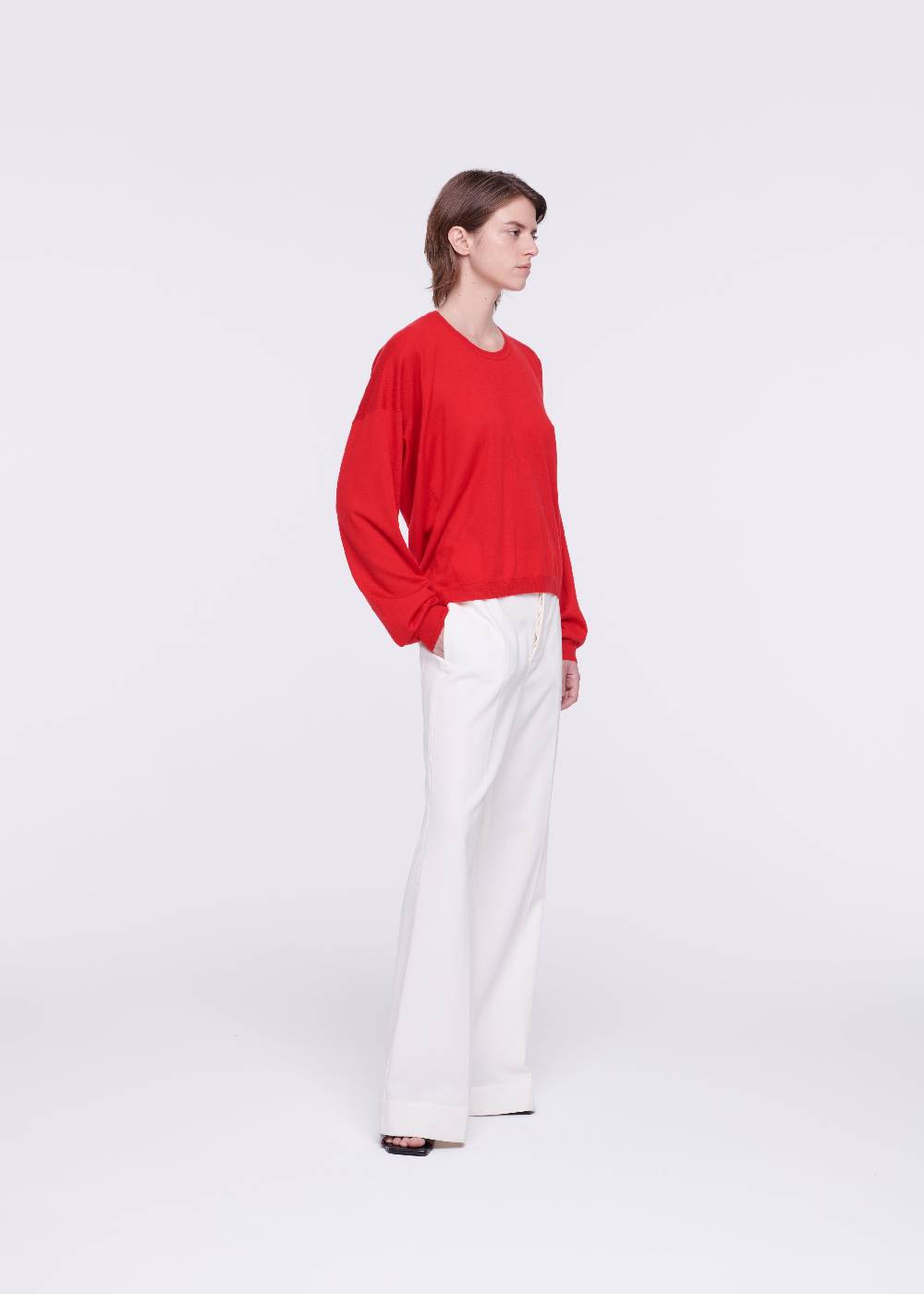 Plan C MAGLIONE ROSSO IN CASHMERE DRAPPEGGIATO Qualità Garantita