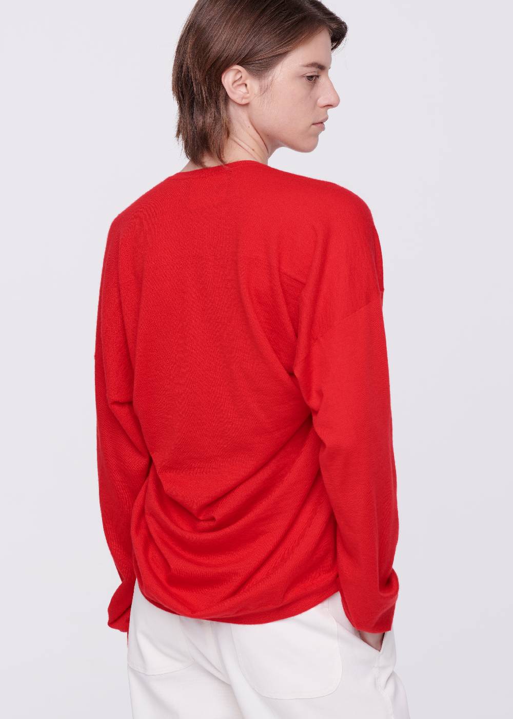 Plan C MAGLIONE ROSSO IN CASHMERE DRAPPEGGIATO Qualità Garantita