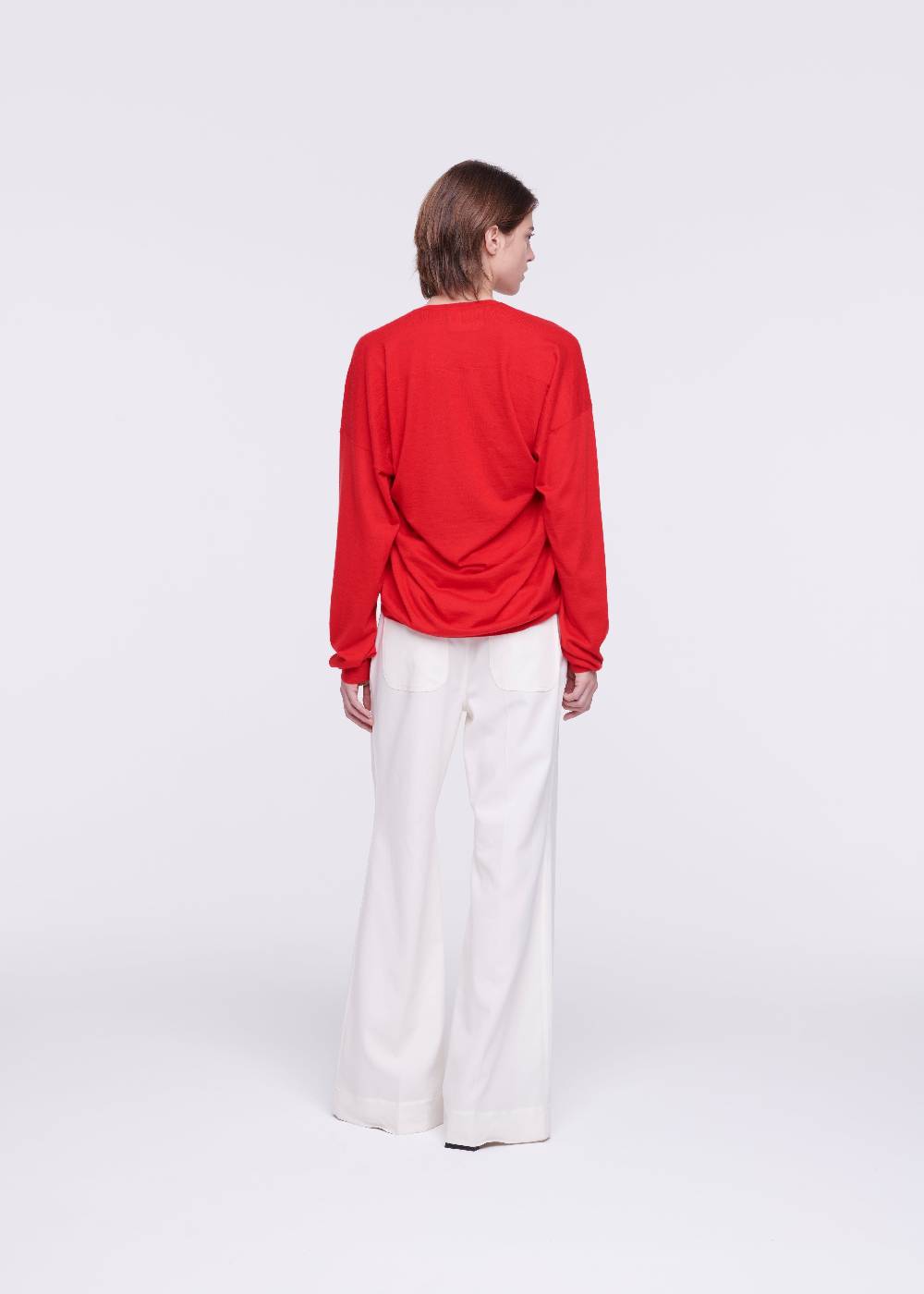 Plan C MAGLIONE ROSSO IN CASHMERE DRAPPEGGIATO Qualità Garantita