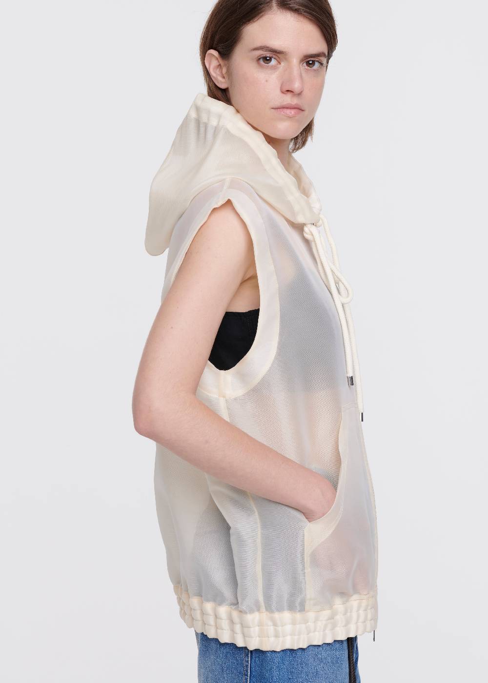Plan C GILET CON CAPPUCCIO IN ORGANZA Negozi Online