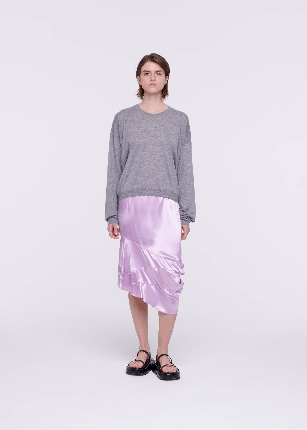 Plan C MAGLIONE GRIGIO IN CASHMERE DRAPPEGGIATO Shopping Online
