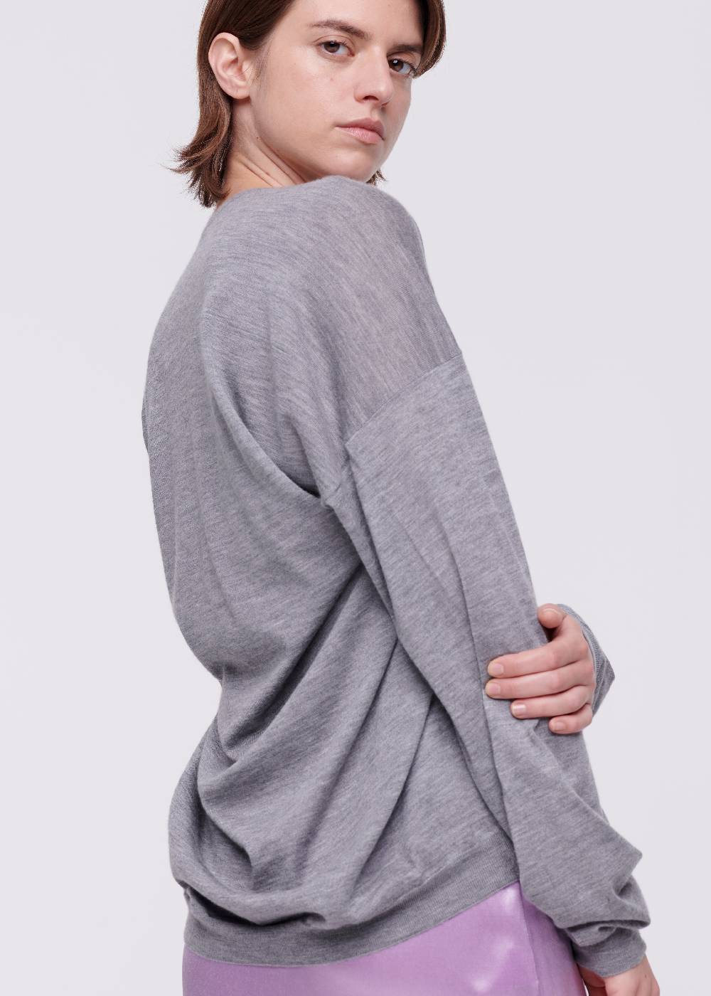 Plan C MAGLIONE GRIGIO IN CASHMERE DRAPPEGGIATO Shopping Online