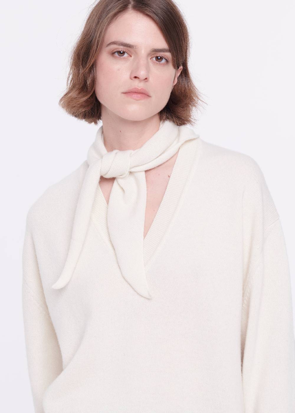 Plan C MAGLIONE CON SCIALLE IN LANA COLOR BURRO Vendita