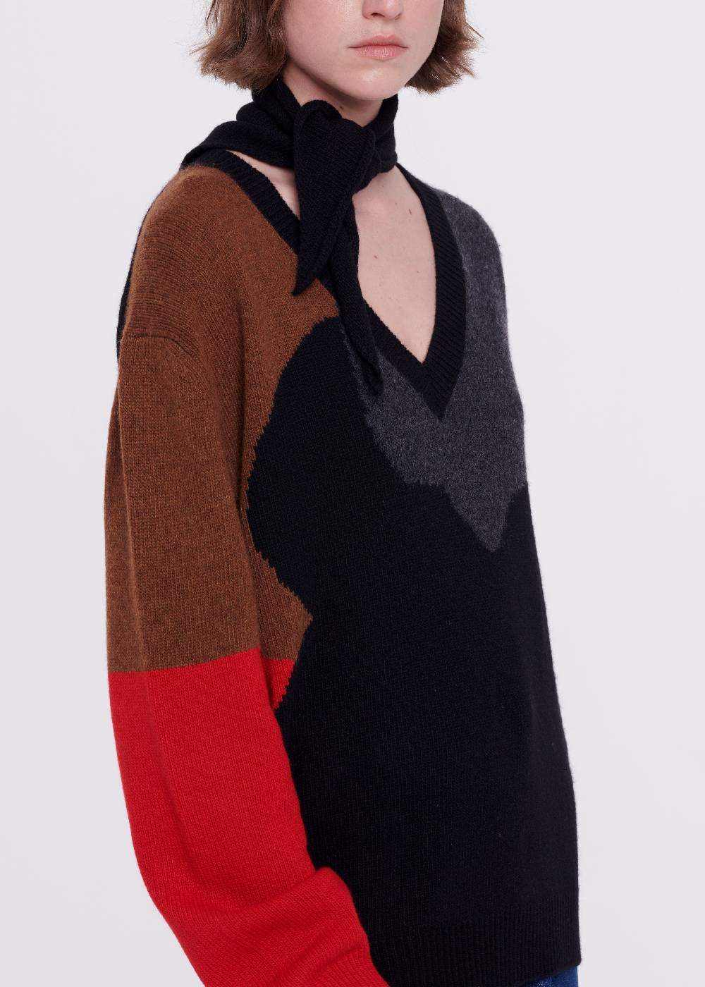 Plan C MAGLIONE CON SCIALLE IN LANA A TRAMA "FILIPPO" Sottocosto