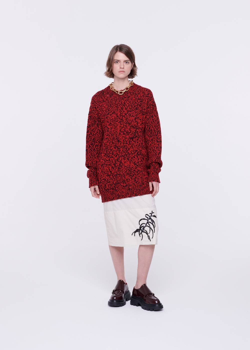 Plan C MAGLIONE DI LANA ROSSO MELANGE Novità