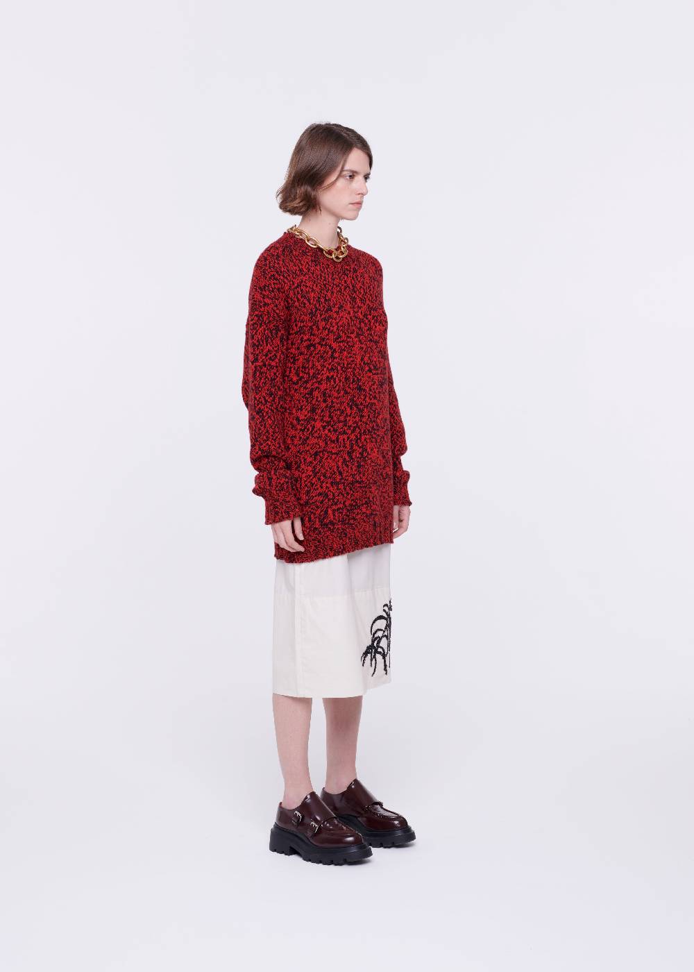 Plan C MAGLIONE DI LANA ROSSO MELANGE Novità
