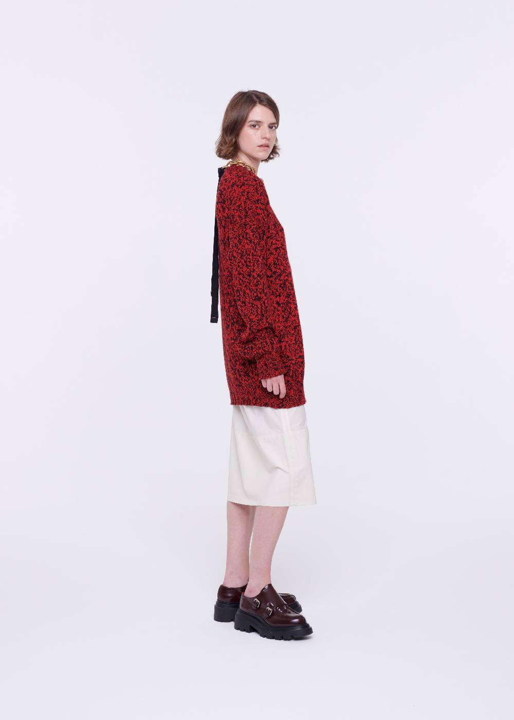 Plan C MAGLIONE DI LANA ROSSO MELANGE Novità