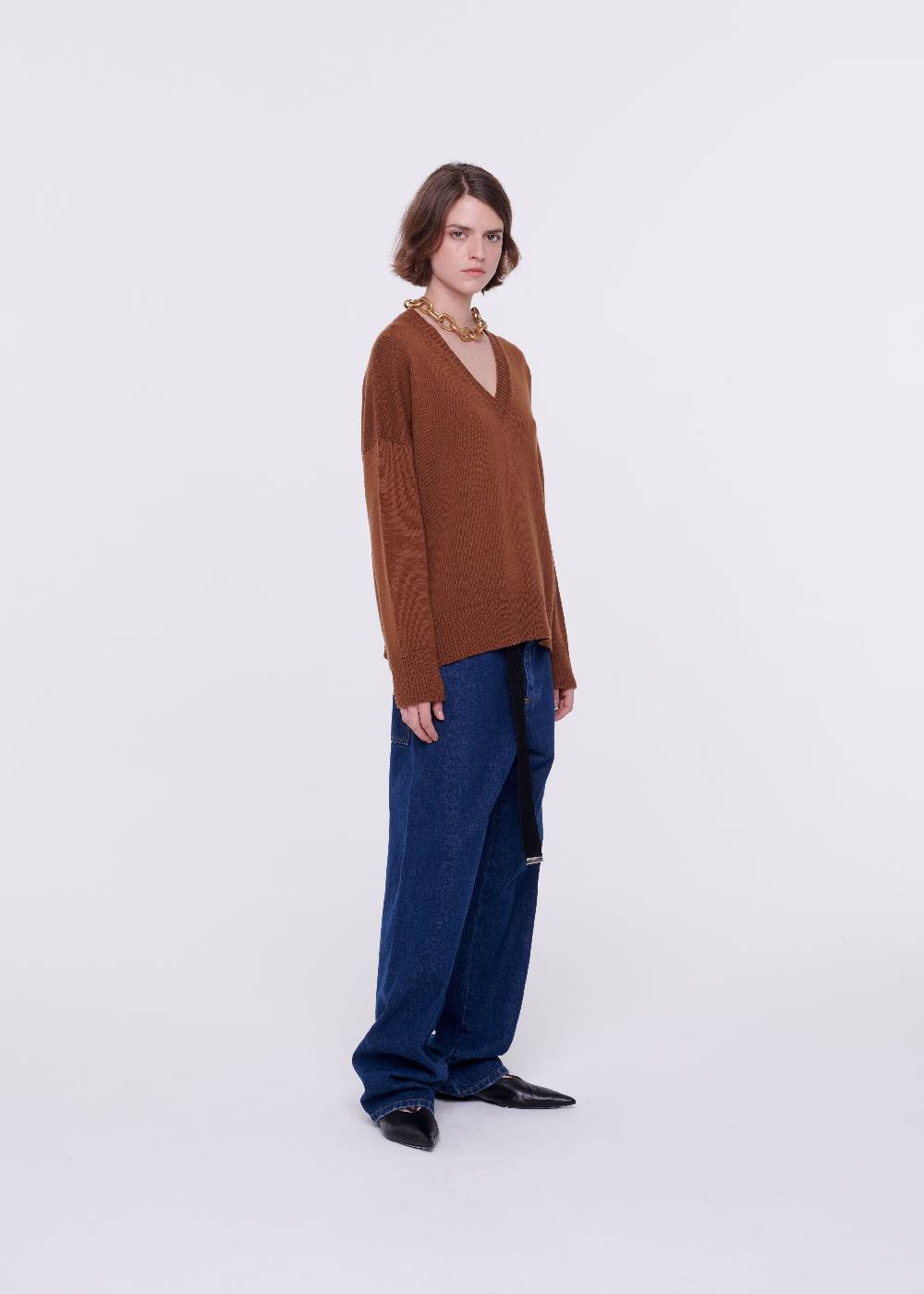Plan C MAGLIONE CON SCOLLO A V IN LANA MERINO Sconto