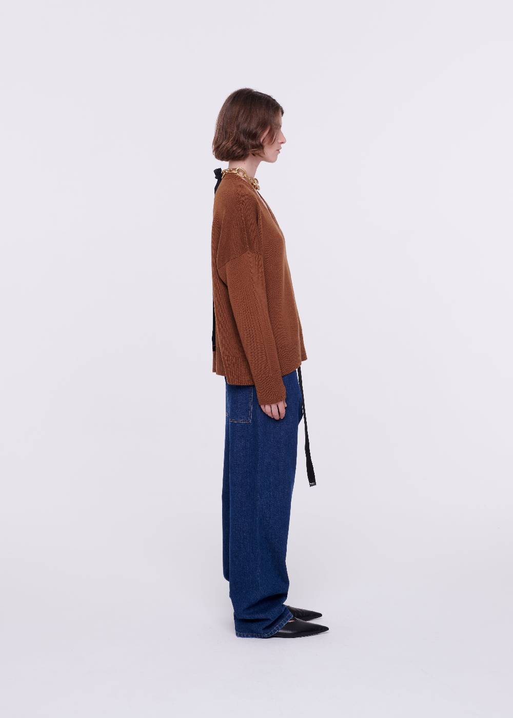 Plan C MAGLIONE CON SCOLLO A V IN LANA MERINO Sconto