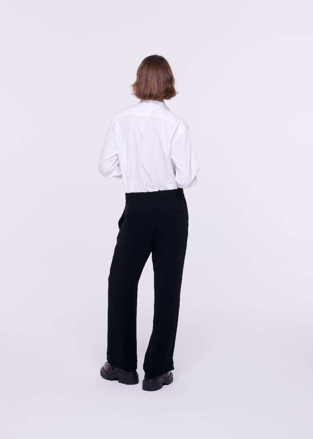 Plan C PANTALONI NERI A GAMBA SVASATA IN CADY I Più Venduti
