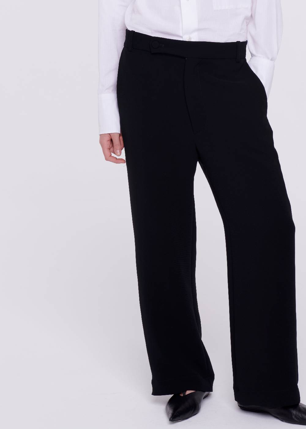 Plan C PANTALONI NERI A GAMBA SVASATA IN CADY I Più Venduti