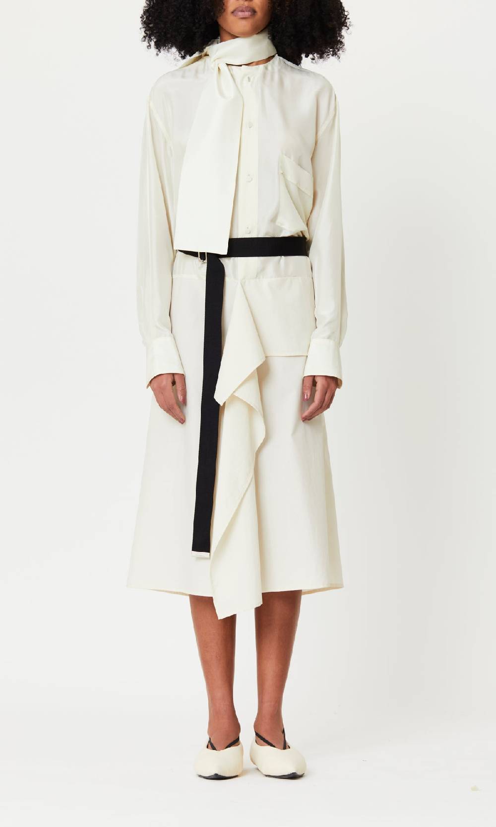Plan C ABITO MIDI A PANNELLI CON FOULARD 2025