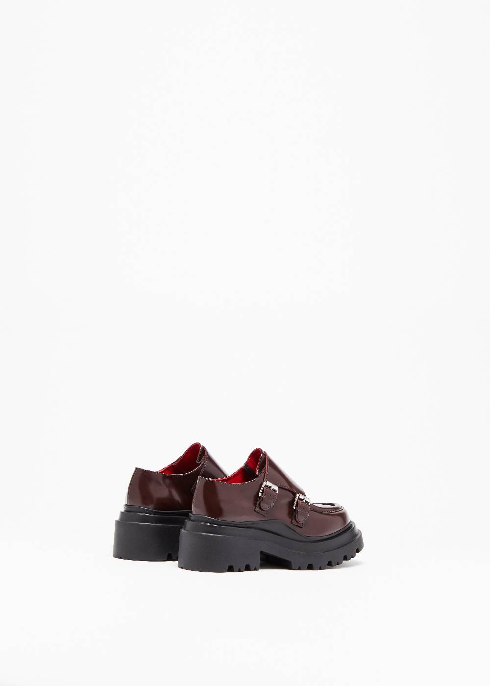 Plan C MOCASSINI BORDEAUX IN PELLE CON FIBBIE Nuovo