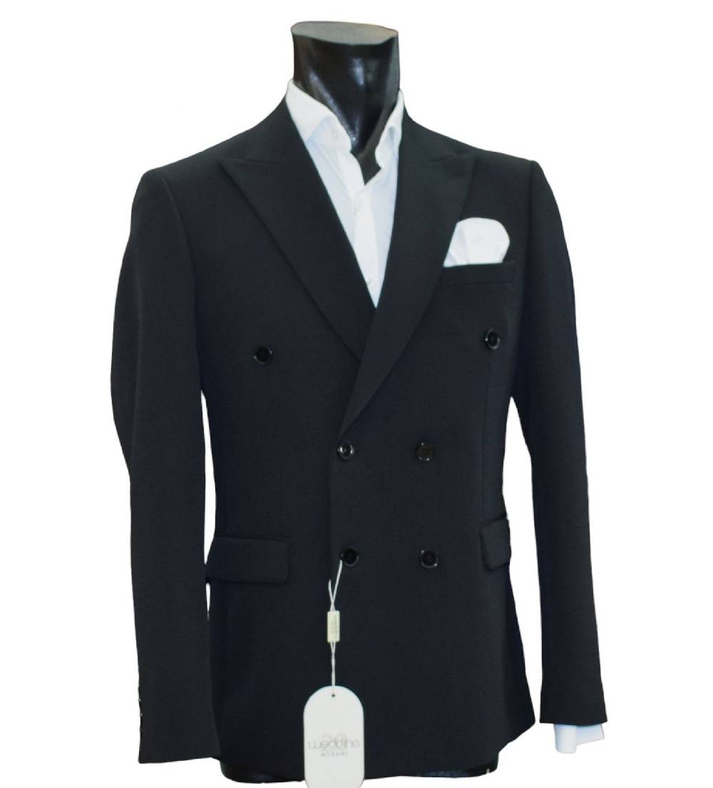 Musani Milano Cerimonia Abito musani nero doppiopetto slim fit Negozio