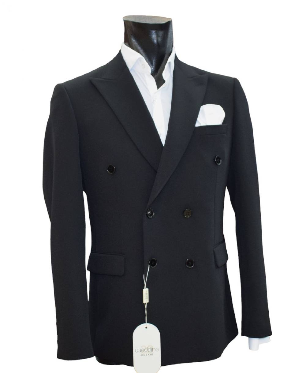 Musani Milano Cerimonia Abito musani nero doppiopetto slim fit Negozio