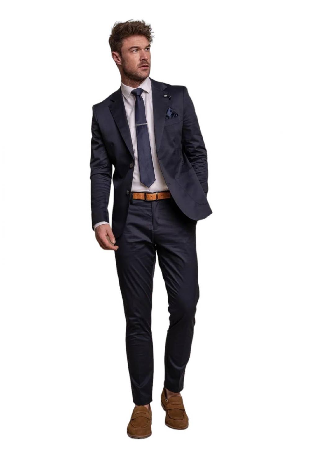 House of Cavani Abito blu navy cavani in cotone stretch sfoderato Soddisfazione Garantita