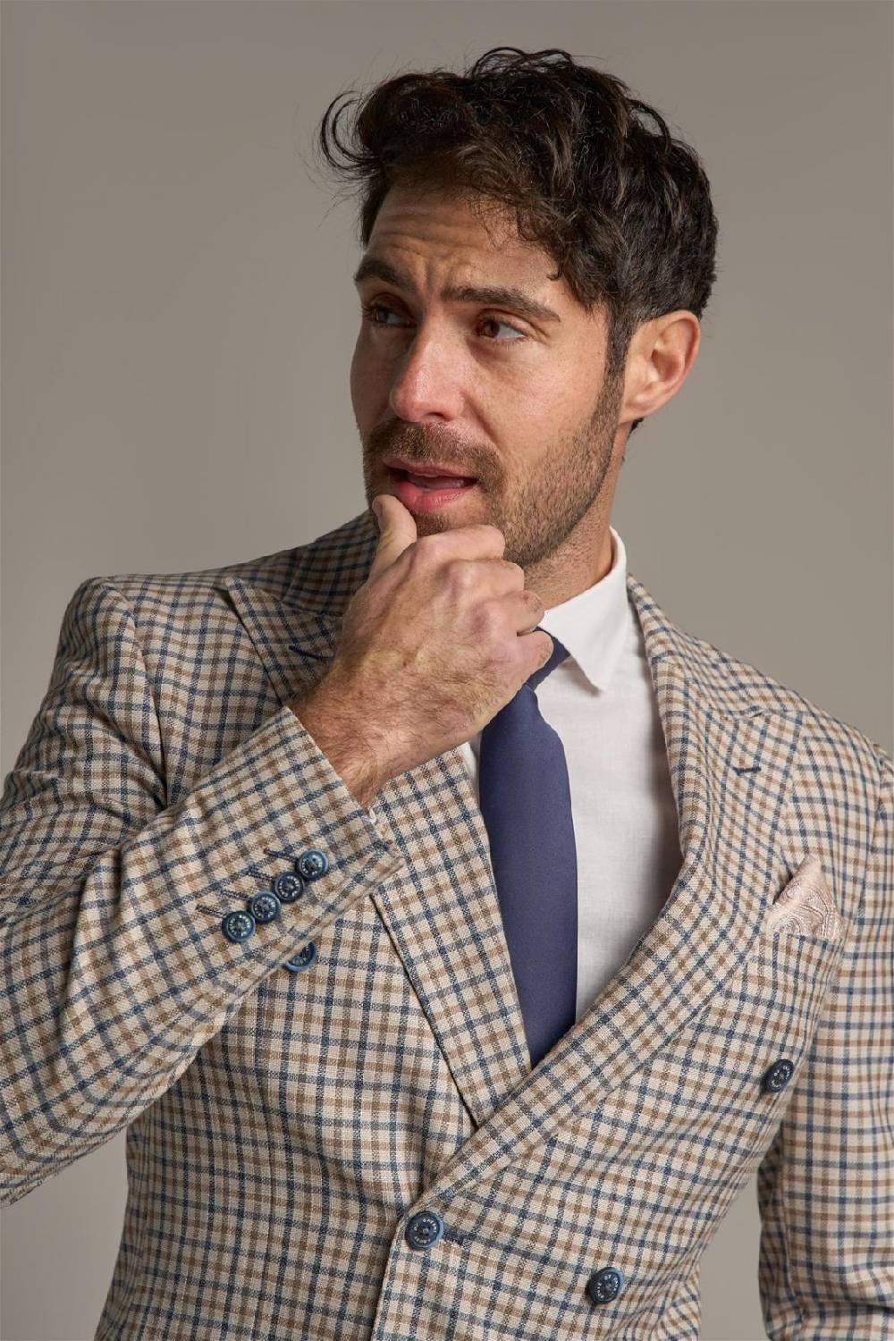 House of Cavani Giacca beige quadri cavani slim fit a doppiopetto Affare Del Giorno