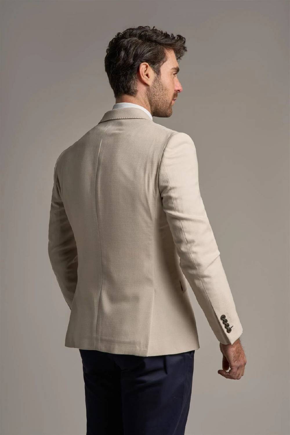 House of Cavani Giacca beige cavani slim fit a doppiopetto sfoderata Prezzo Ridotto