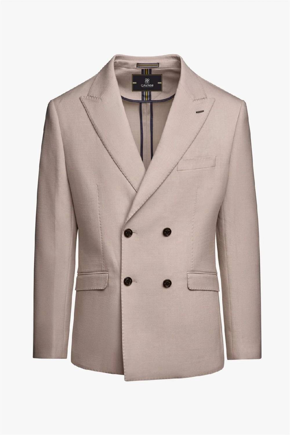 House of Cavani Giacca beige cavani slim fit a doppiopetto sfoderata Prezzo Ridotto