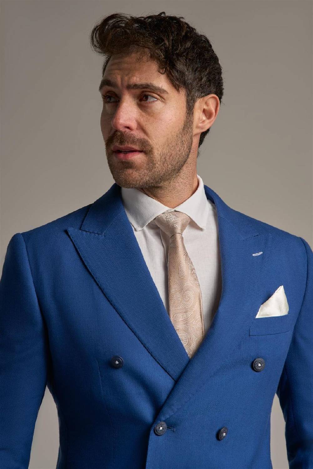 House of Cavani Giacca blu elettrico cavani slim fit a doppiopetto sfoderata Sottocosto