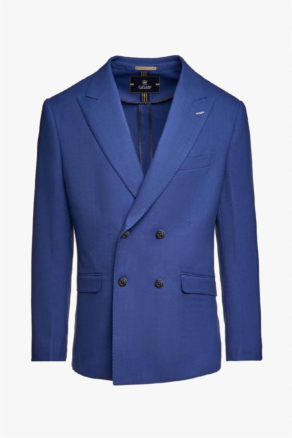 House of Cavani Giacca blu elettrico cavani slim fit a doppiopetto sfoderata Sottocosto