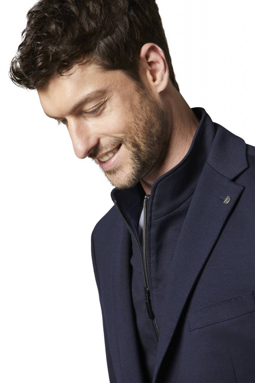 Digel Giacca digel blu in jersey drop quattro corto con pettorina staccabile Negozio